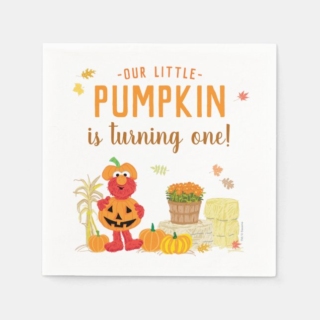 Sesame Street's Elmo Little Pumpkin First Birthday Napkins (Front)