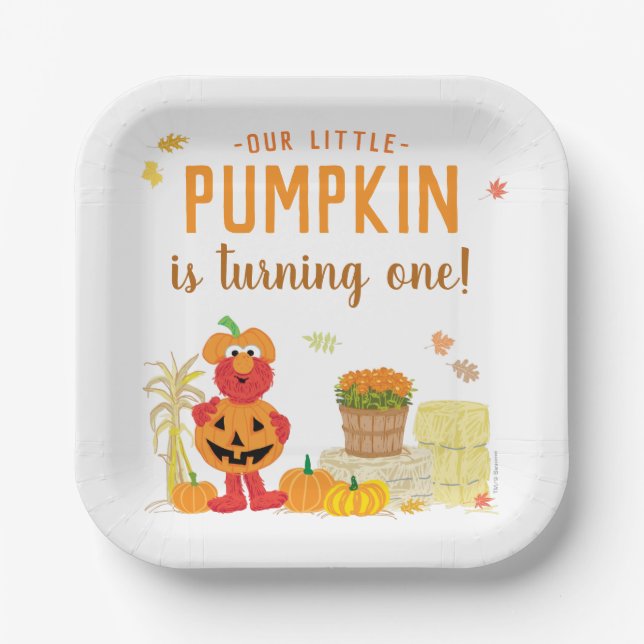 Sesame Street's Elmo Little Pumpkin First Birthday Paper Plates (Front)