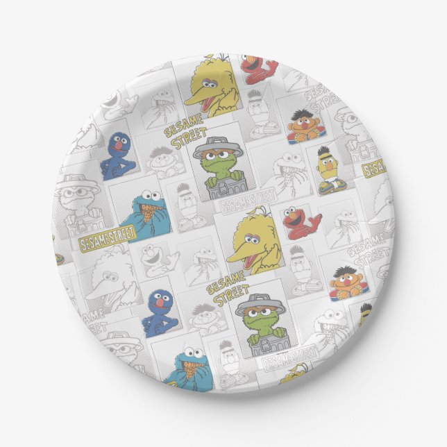 Sesame StreetVintage Comic Pattern Paper Plates (Front)