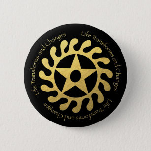 Sese WoSoban Life Change Symbol in Faux Gold Foil Pinback Button