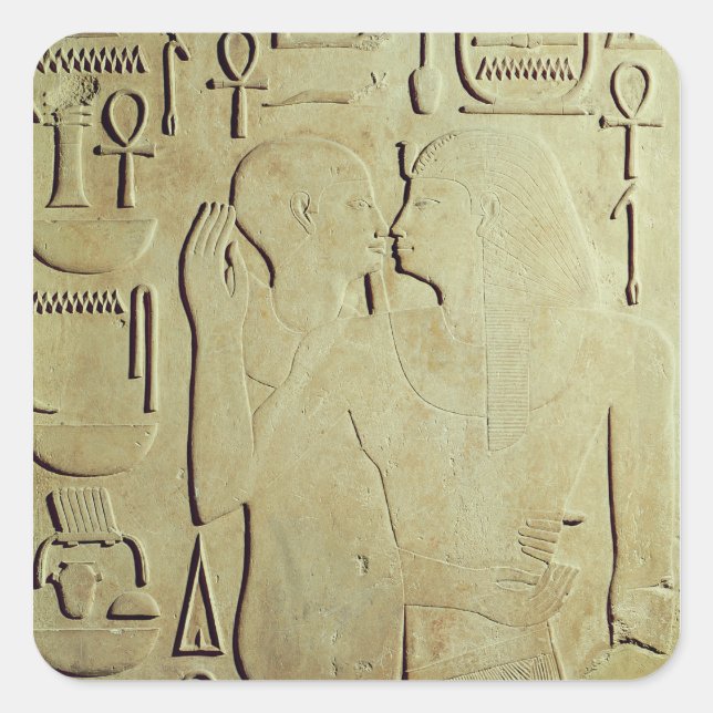 Sesostris I  being Embraced by the God Ptah Square Sticker (Front)