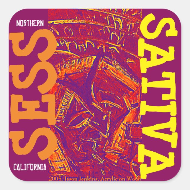 SESS SATIVA SQUARE STICKER (Front)