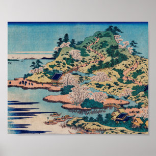 Sesshu Ajigawaguchi Tenposan by Katsushika Hokusai Poster