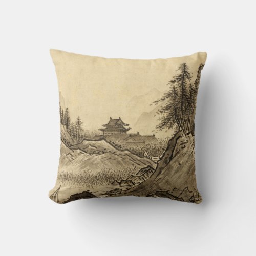 Sesshu Toyo Winter Landscape Throw Pillow