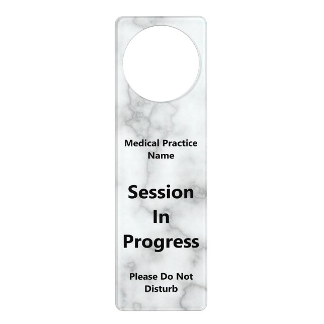 Session In Progress Faux Marble Do Not Disturb Door Hanger (Front)