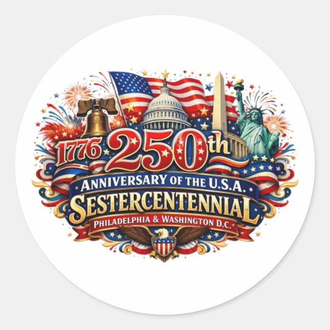 SESTERCENTENNIAL CLASSIC ROUND STICKER (Front)