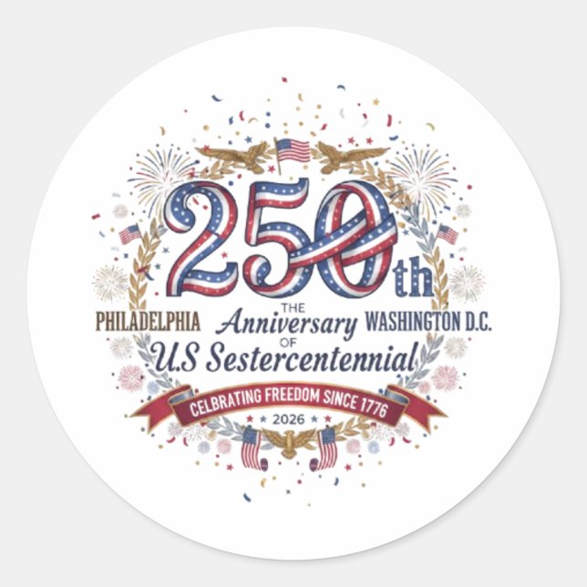 SESTERCENTENNIAL CLASSIC ROUND STICKER (Front)