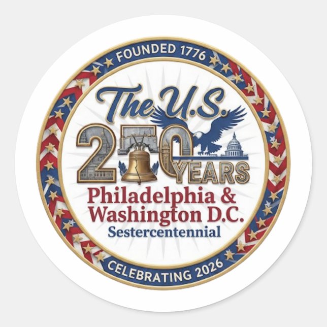 SESTERCENTENNIAL CLASSIC ROUND STICKER (Front)