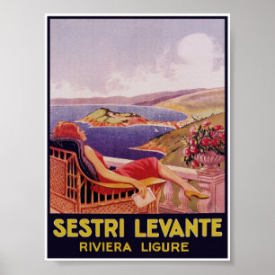 Sestri Levante Italy Vintage Travel Poster