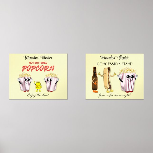 Set 14 x 11 Art Prints Movie Theater Concession  (Front)