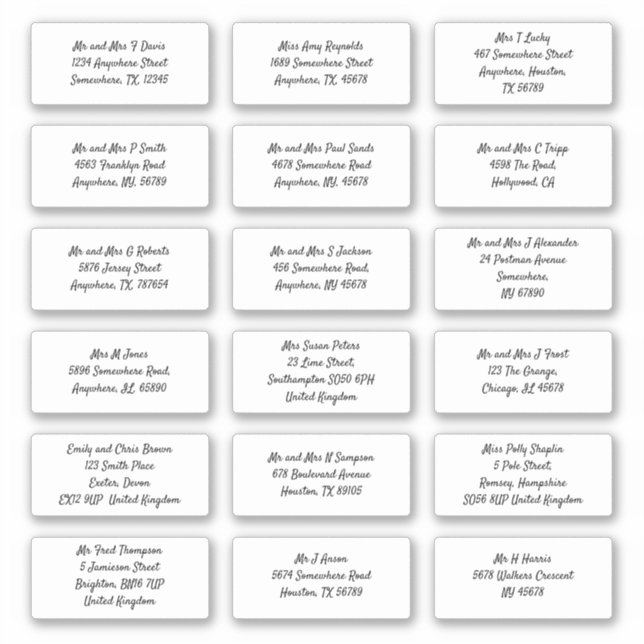 Set 18 Individual Recipient Name Address Shipping Sticker (Front)