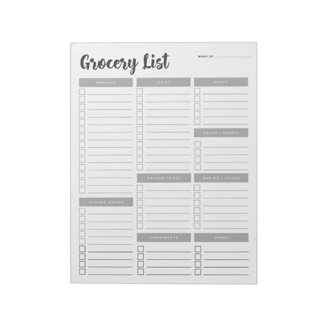 Set 1 Grocery List Notepad (Rotated)