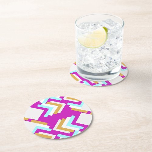 Set 6 cardboard posters with geometric design round paper coaster