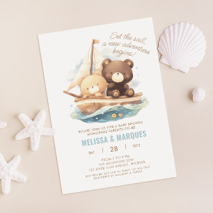 Set A Sail Bear New Adventure Baby Shower Invite