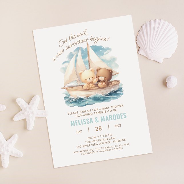 Set A Sail New Adventure Cute Baby Shower Invite (Creator Uploaded)
