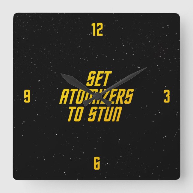 Set Atomizers to Stun Square Wall Clock (Front)