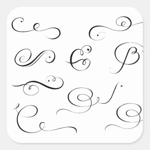 Set calligraphic page decoration square sticker