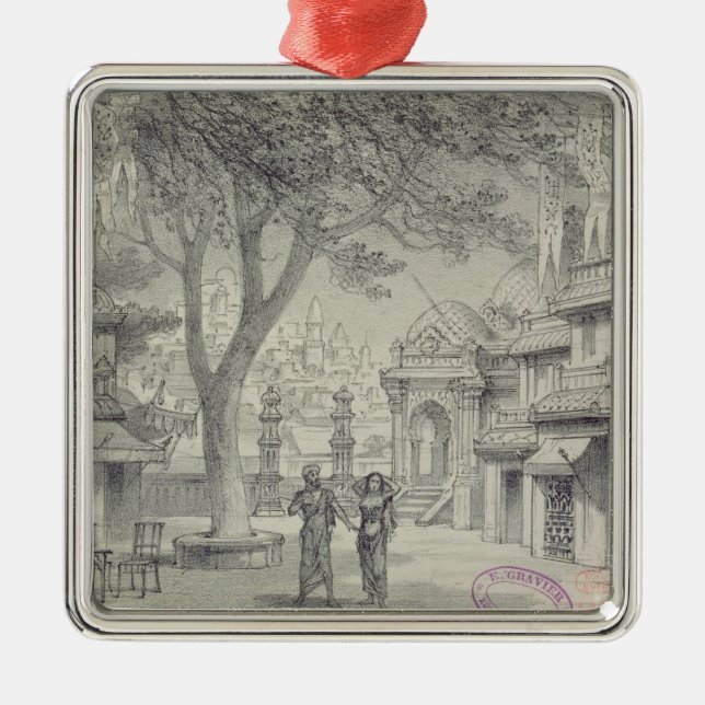 Set Design for Act II of the opera 'Lakme' Metal Ornament (Front)