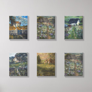 SET - English Cottages 11 x 14 Canvas Photo Tile