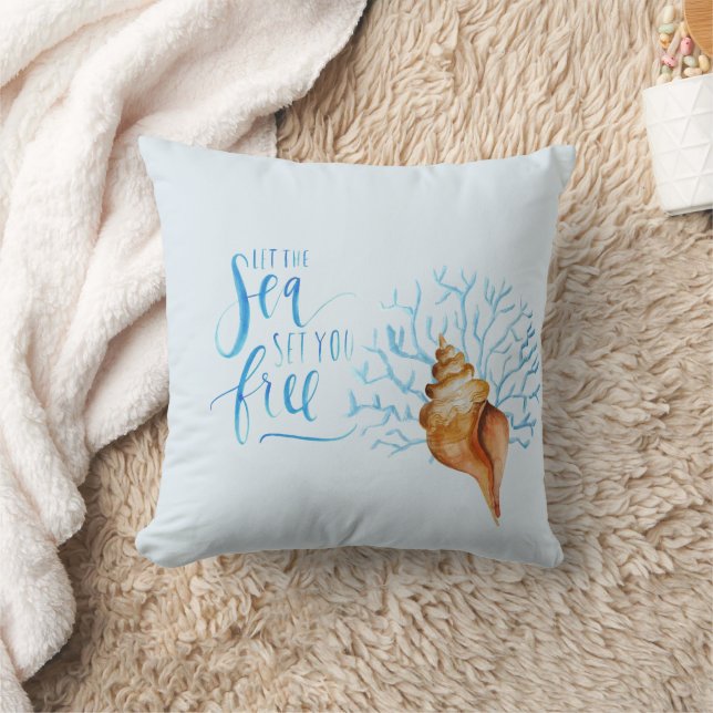 Set Free by the Sea Throw Pillow (Blanket)