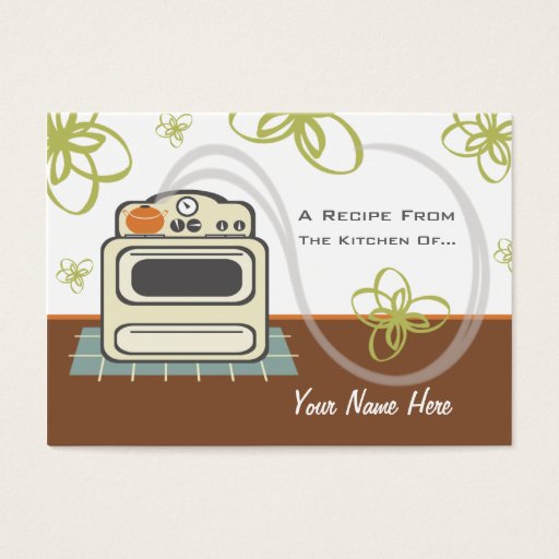 Customizable Set Of 100 Recipe Cards Retro Stove Modern Kitchen Business Card