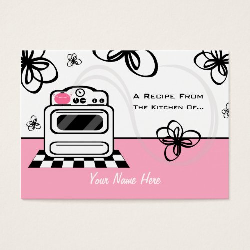 Set Of 100 Recipe Cards - Retro Stove Pink Kitchen Business Card Template
