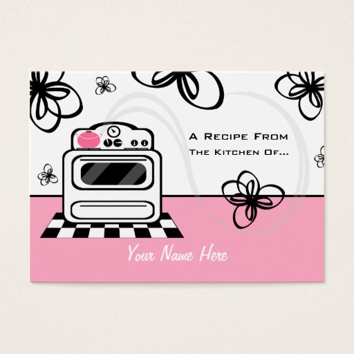 Customizable Set Of 100 Recipe Cards - Retro Stove Pink Kitchen Business Card Template