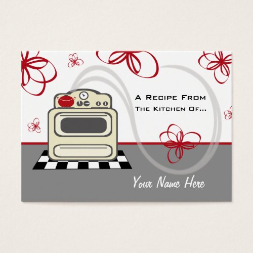 Set Of 100 Recipe Cards - Retro Stove Red Kitchen Business Card Templates