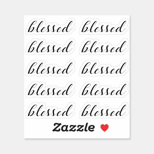 Set of 10 _ BLESSED Religious Script Typography Sticker