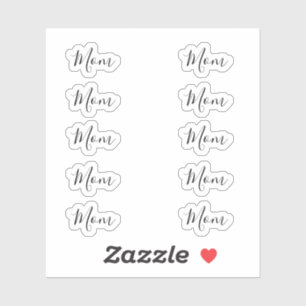 Set of 10 -Elegant Signature Script "Mom" Name  Sticker