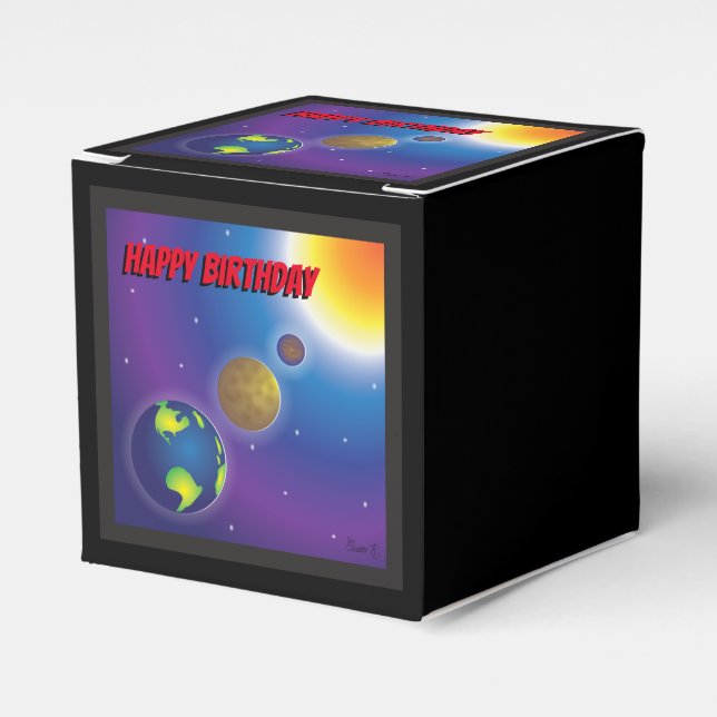Set of 10 Outer Space Party Favor Boxes (Front Side)