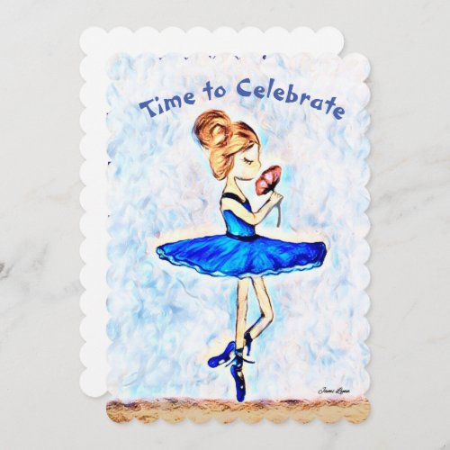 Set of 10 personalized invitations Dance Ballerina