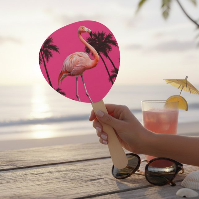 Set of 10 Pink Flamingo and Black Palm Fans  (Creator Uploaded)