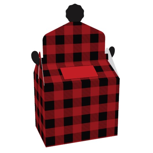 Set of 10 Red Buffalo Plaid Gift Wrap Favor Boxes (Front Left)