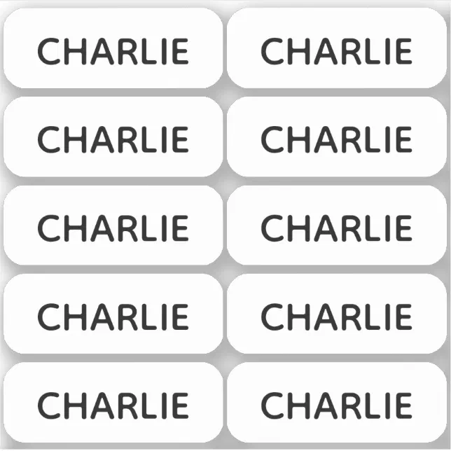 Name Labels Small Set of 10 Simple Small Name Labels Rounded Corners | Zazzle