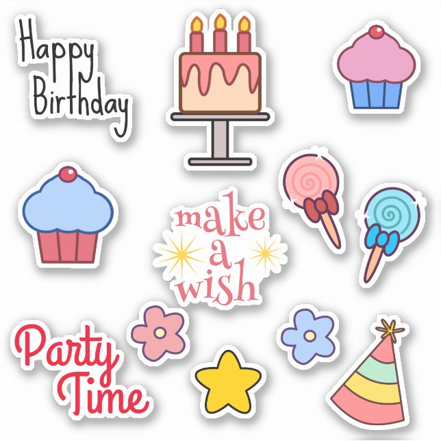 Set Of 12 Birthday  Sticker (Front)