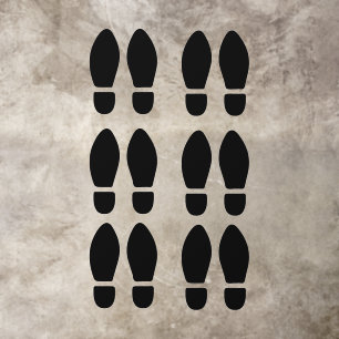 Set of 12 Black Footprints Floor Decals