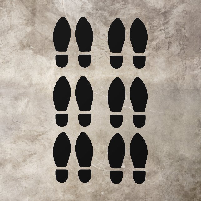 Set of 12 Black Footprints Floor Decals (Insitu)