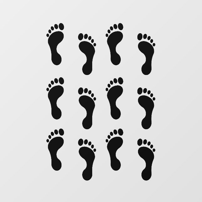 Set of 12 Black Footprints Floor Decals (Front)