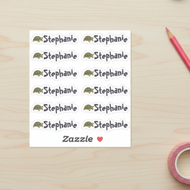 Set of 12 Cute Turtle Name Labels (Cute turtle mini stickers.)