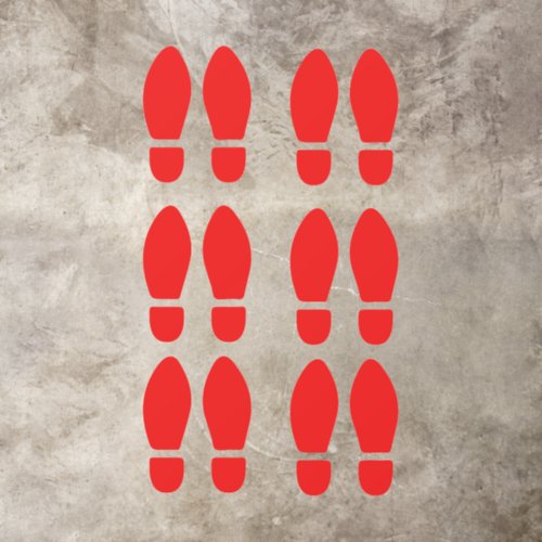 Set of 12 Red Footprints Floor Decals