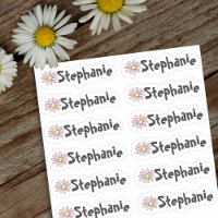 Set of 12 Small Whimsical Daisy Name Labels