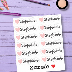 Set of 12 Small Whimsical Heart Name Labels