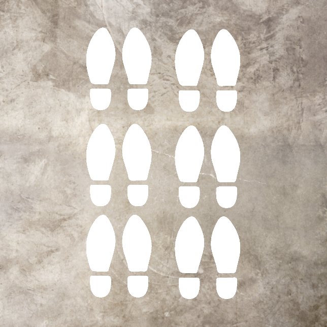Set of 12 White Footprints Floor Decals (Insitu)