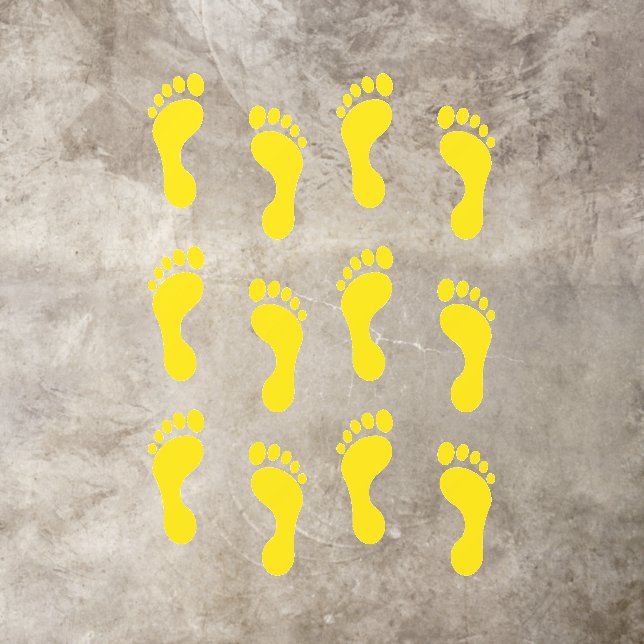 Set of 12 Yellow Footprints Floor Decals (Insitu)