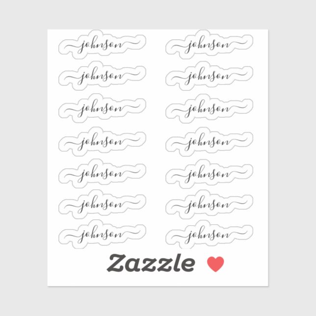 Set of 14 - Custom Elegant Signature Script Name  Sticker (Sheet)
