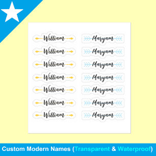 (Set of 14) Elegant Signature Script Name Stickers