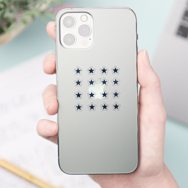 Set of 16 Navy Blue Stars Sticker (Phone)