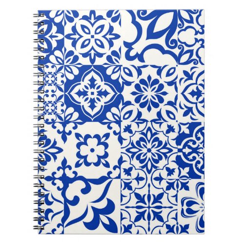 Set of 16 tiles Azulejos in blue  white Original Notebook