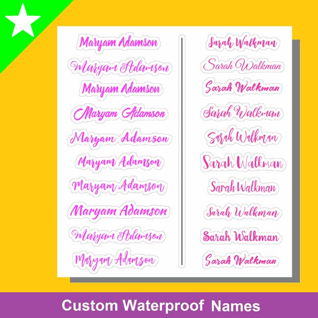 (Set of 20) Pink Simple Name Stickers for Girls (Pink name stickers
)
